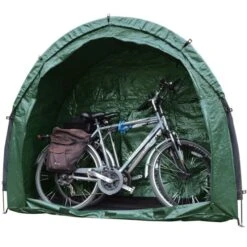 Tidy Tent Bike Cave -Outwell Sales bike cave door detached with 2 bikes front view dscn6292
