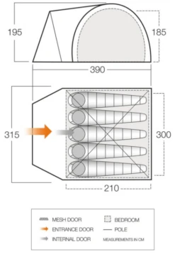 Vango Carron 500 Tent -Outwell Sales carron 500 dimensions image