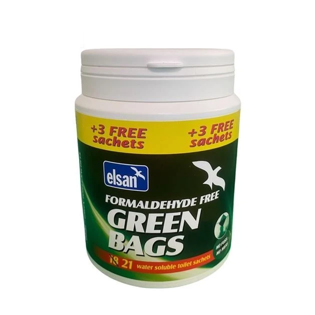 Elsan Green Bags - Pot Of 18 Sachets With 3 Extra Free 1 Elsan Green Bags - Pot Of 18 Sachets With 3 Extra Free
