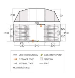 Vango Castlewood 800XL Tent Package -Outwell Sales floorplan castlewood 800xl