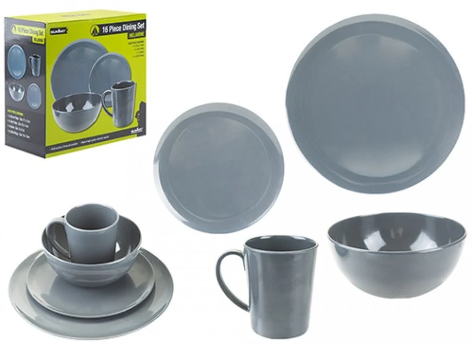 Summit 16 Piece Melamine Dining Set In Grey 1 Summit 16 Piece Melamine Dining Set In Grey