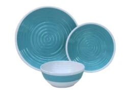 Outdoor Revolution Premium 12pc Melamine Plate And Bowl Set Pastel Blue