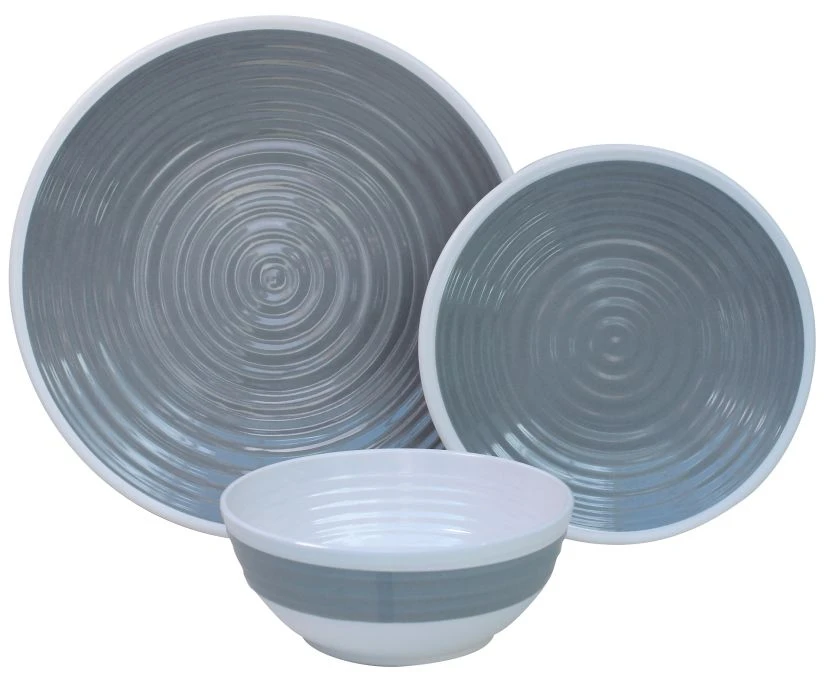 Outdoor Revolution Premium 12pc Melamine Plate And Bowl Set Pastel Grey 1 Outdoor Revolution Premium 12pc Melamine Plate And Bowl Set Pastel Grey