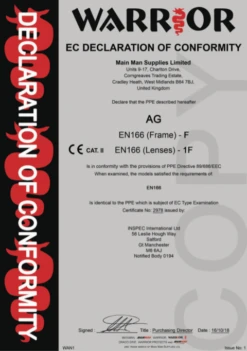 Warrior Grey Anti-Glare Lens Spectacle One Size - 12 Pack -Outwell Sales warrior grey anti glare lens spectacle one size declaration